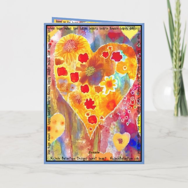 Valentine's Card with pinks, reds, yellows, blues (Back)