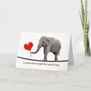 Valentine's card with tightrope walking elephant