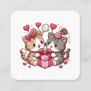 Valentine's Cartoon Delights Square Business Card