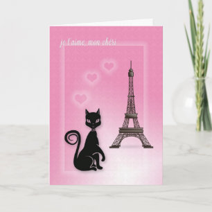 Valentine's Cat Eiffel Tower Card