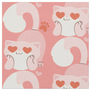 valentines cat heart cute whimsical adorable fabric