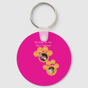 Valentine's Cat Pawprint Humor Cat Photo Key Ring