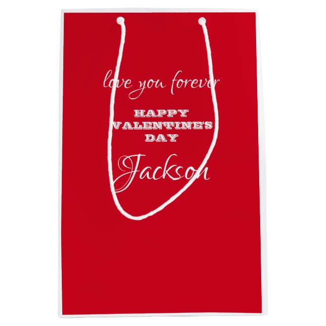 Valentine's Chic Personalised Red Valentine's Day  Medium Gift Bag (Front)