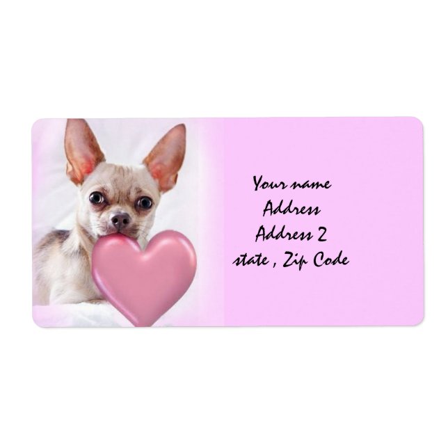 Valentine's Chihuahua dog shipping  labels (Front)