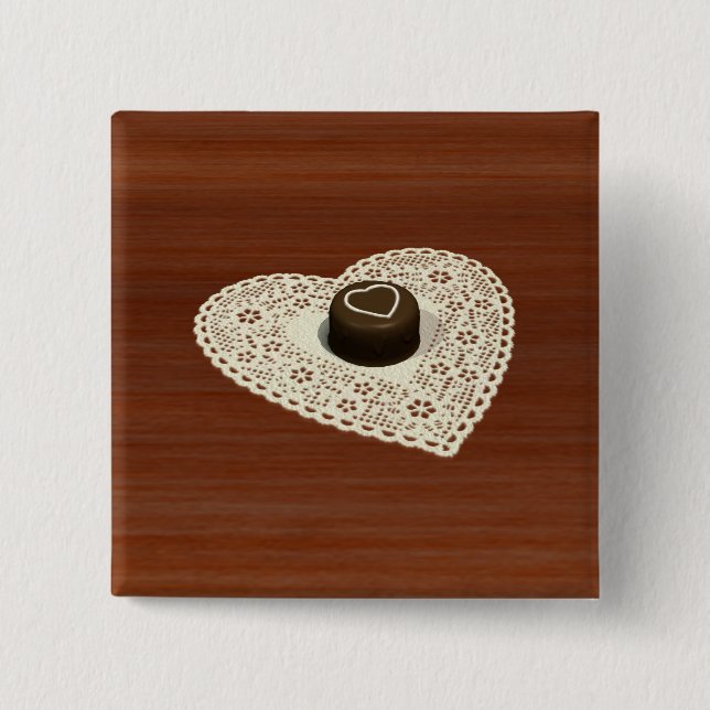 Valentines Chocolate 15 Cm Square Badge (Front)
