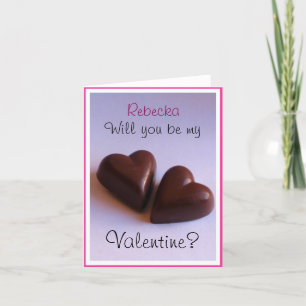 Valentines Chocolate Hearts with Name any Text Holiday Card