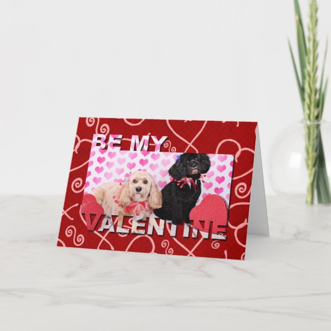 Valentines - Cockapoo - Ella and Lilo Holiday Card (Front)