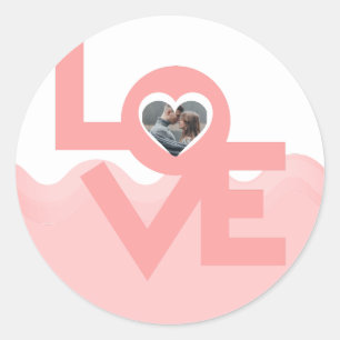 Valentines Couple Heart Custom Personalised Photo Classic Round Sticker