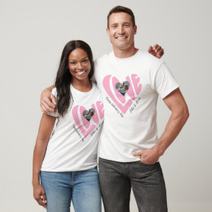 Valentines Couple Heart Custom Personalized Photo T-Shirt