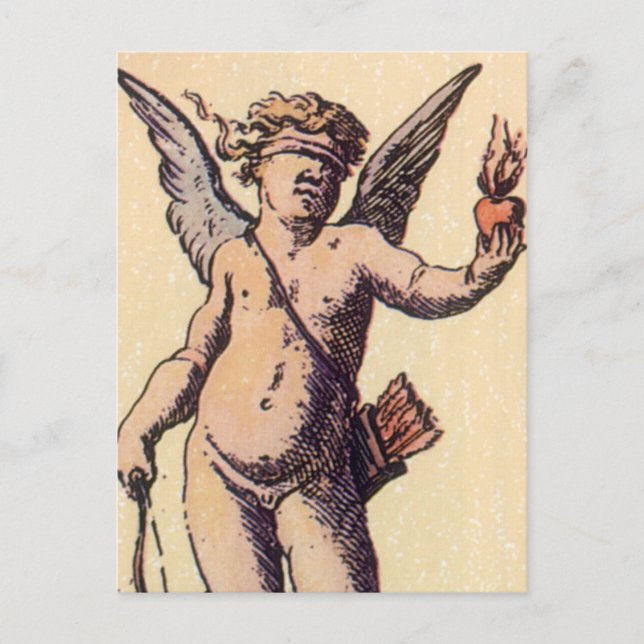 Valentines Cupid Blindfolded, Vintage Tarot Card (Front)