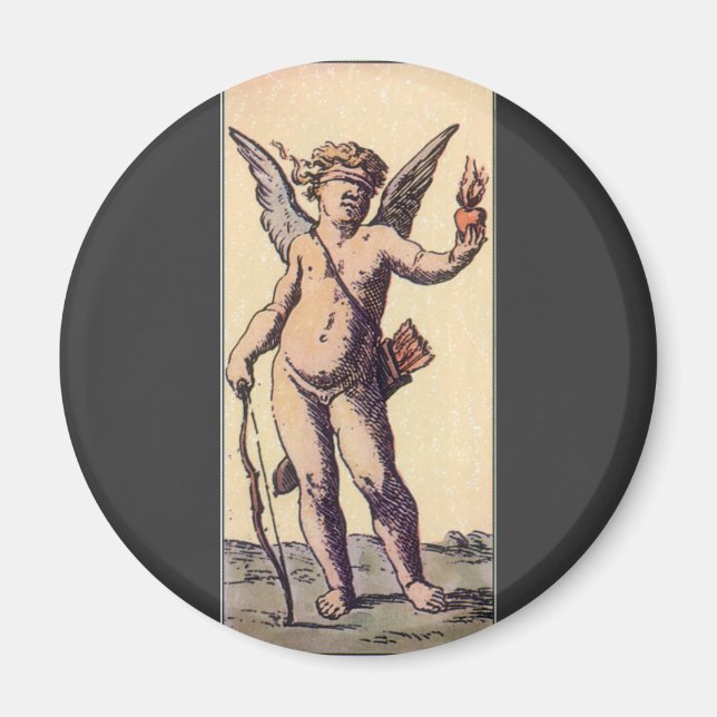 Valentines Cupid Blindfolded, Vintage Tarot Card Magnet (Front)