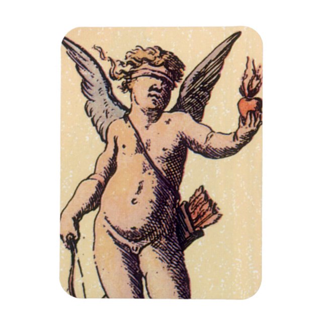 Valentines Cupid Blindfolded, Vintage Tarot Card Magnet (Vertical)