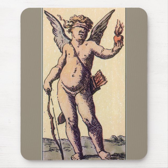 Valentines Cupid Blindfolded, Vintage Tarot Card Mouse Mat (Front)