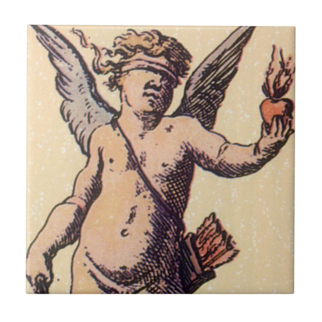 Valentines Cupid Blindfolded, Vintage Tarot Card Tile (Front)
