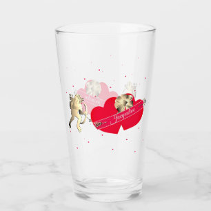Valentine's Cupid & Hearts  Glass