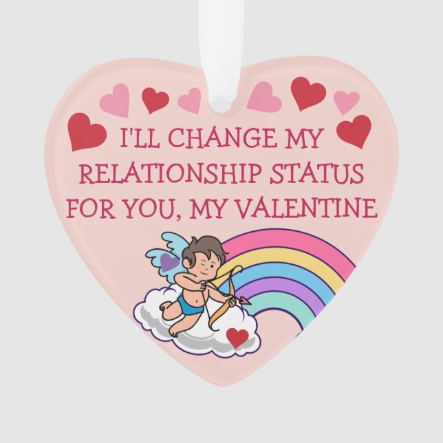 Valentines Cupid Love Rainbow Hearts Funny Cute Ornament (Front)