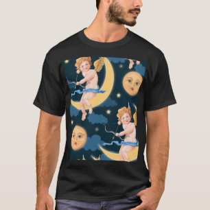 Valentine's cupid, moon: seamless pattern T-Shirt