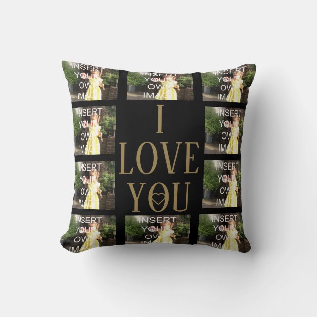 Valentines Custom Ten Photo Collage I Love You Cushion (Front)