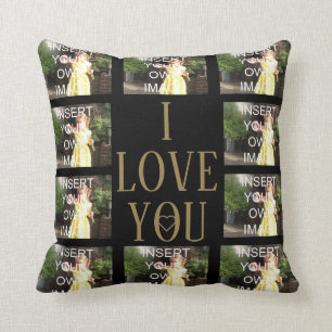 Valentines Custom Ten Photo Collage I Love You Cushion