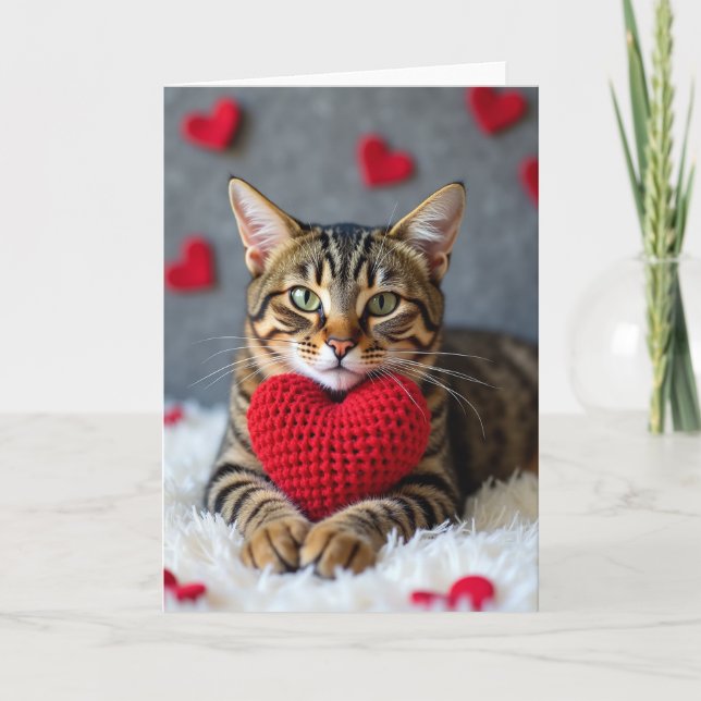 Valentines Cute Cat Heart Card (Front)