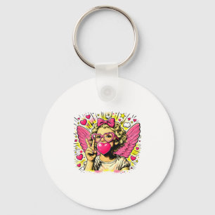 Valentines Cute Cupid Heart Angel Love Holiday Com Key Ring