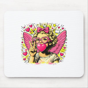 Valentines Cute Cupid Heart Angel Love Holiday Com Mouse Mat