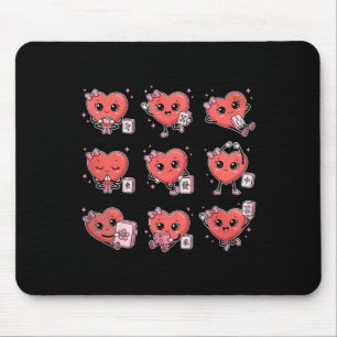 Valentines Cute Heart Mahjong Playing Chinese Tile Mouse Mat