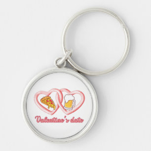 Valentine's Date Pizza Beer Key Ring