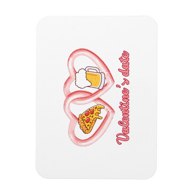Valentine's Date Pizza Beer Magnet (Vertical)