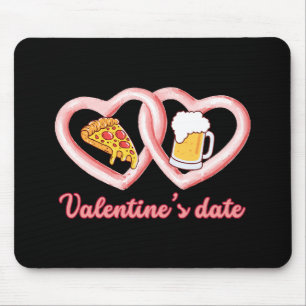Valentine's Date Pizza Beer Mouse Mat