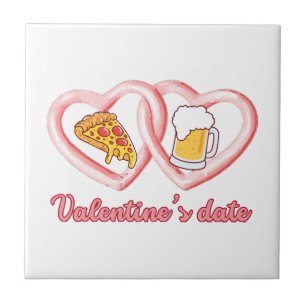 Valentine's Date Pizza Beer Tile