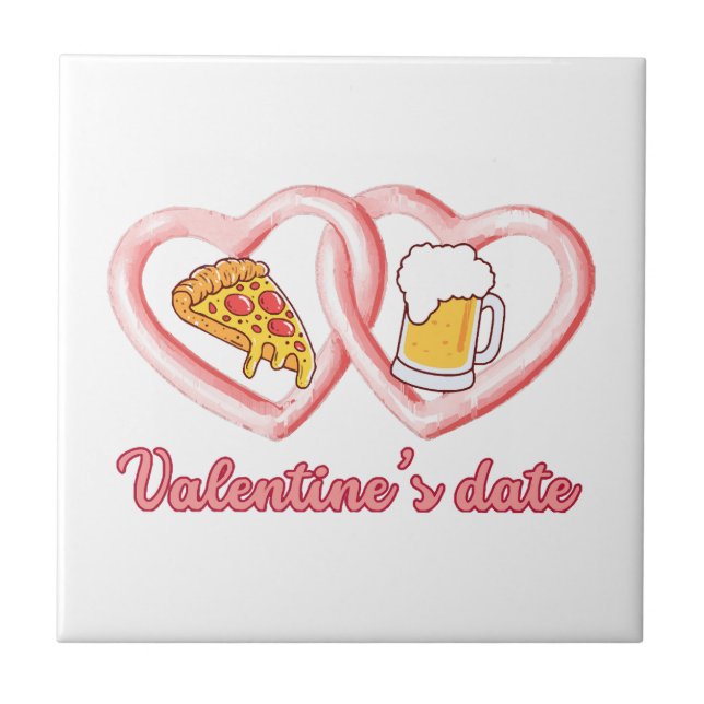 Valentine's Date Pizza Beer Tile (Front)