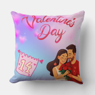 Valentine's Day 14 February Romantic Couple Cushion