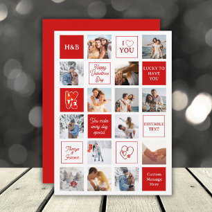 Valentines Day 14 Photo Collage Custom Boyfriend Holiday Card
