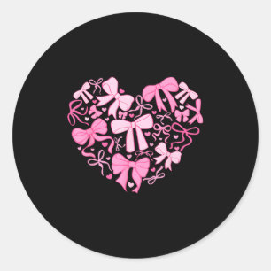 Valentines Day 2026 Hearts Coquette Bow Women Girl Classic Round Sticker