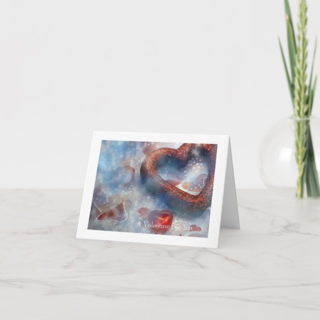 Valentine's Day: 2 Red Hearts Holiday Card (Front)