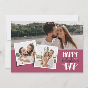 Valentine's day 3 pictures collage rose holiday card