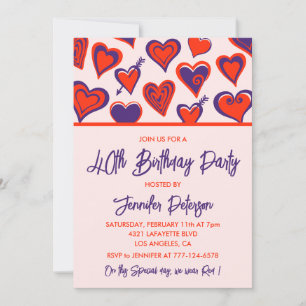 Valentines day 40th birthday invitation february