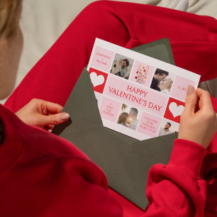 Valentine's Day 5 Photo Collage Flat Holiday Card
