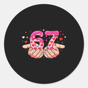 Valentine's Day 67 Hearts Six Seven Meme Love Cute Classic Round Sticker