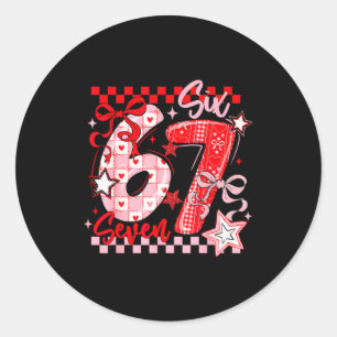 Valentine's Day 67 Six Seven Preppy Hearts Coquett Classic Round Sticker