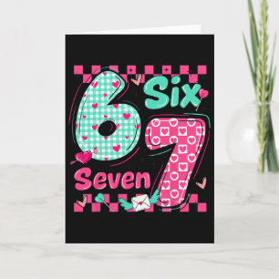 Valentine's Day 6 7 Six Seven Preppy Hearts Couple Card