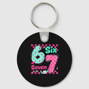 Valentine's Day 6 7 Six Seven Preppy Hearts Couple Key Ring