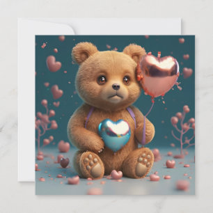 Valentine's Day a cute little bear Holiday Card