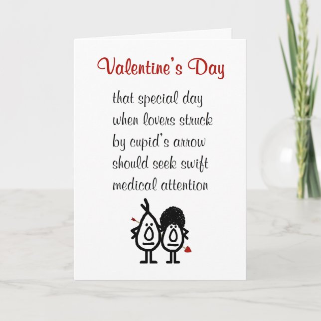 Valentine's Day - a funny Valentine's Day poem Holiday Card (Front)