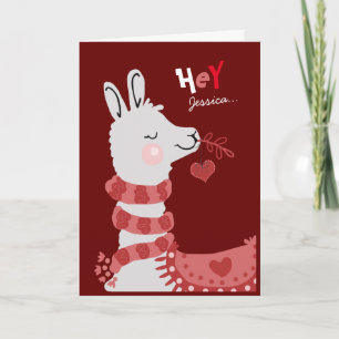 Valentine's Day A Whole Llama Love Girls Name Holiday Card
