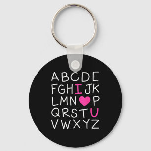 Valentines Day Abc I Love You Alphabet Teacher Gir Key Ring