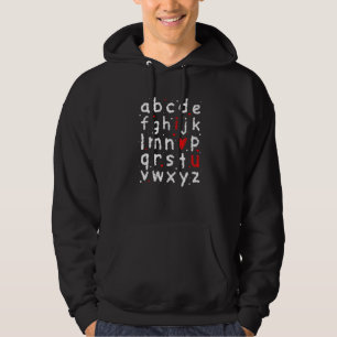 Valentine's Day ABC I Love You Funny Alphabet Hear Hoodie