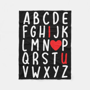 Valentine's Day Abc I Love You Heart Teacher Kids Fleece Blanket