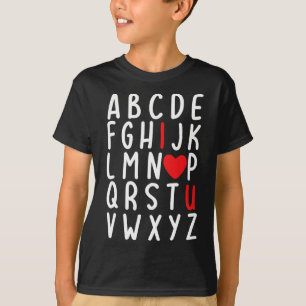 Valentine's Day Abc I Love You Heart Teacher Kids T-Shirt